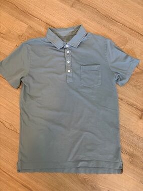 Billy Reid Men’s Light Blue Polo Shirt Chest Pocket Pensacola Washed Cotton